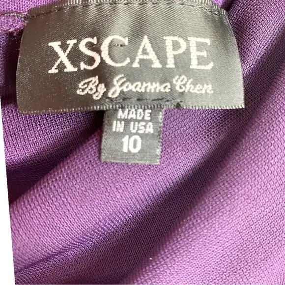 XSCAPE DRESS GOWN 10 PURPLE MOTHER OF THE BRIDE FORMAL EVENING WEDDING GUEST - Picture 5 of 10